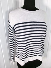 PULL léger marinière maille 100% coton beige rayé bleu marine SUPERDRY S 36/38