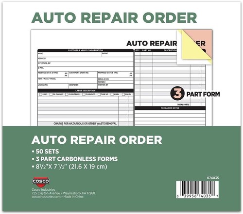 Cosco auto repair order - repair, forms