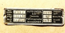 ALLEMAGNE / AUTO UNION / PETITE PLAQUE DE VOITURE