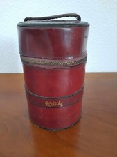 Etui en cuir Italien avec trois flasques à alcool en verre