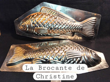 N° 801/4-ANCIEN MOULE A CHOCOLAT/Grosse Carpe 28 cm Métal Chromé chocolate mold-