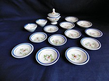 DINETTE ANCIENNE FAÏENCE FINE LUNÉVILLE DÉCOR PEINT MAIN DÉBUT XXè - 15 pièces