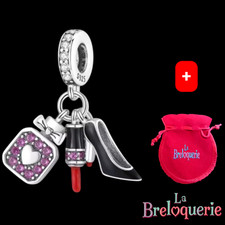 Charm chaussure maquillage coeur  - Pour bracelet PANDORA - Argent Sterling 925.