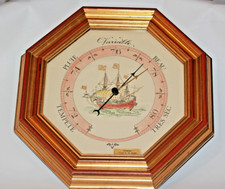 Grand Baromètre octogonal vintage décor Marin cadre bois doré