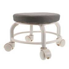  Tabouret à roulettes pivotant avec repose-pieds en cuir PU, rotation à 360°