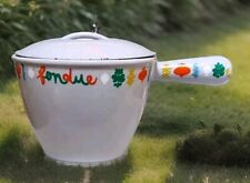 Le Creuset Caquelon Poêlon  Vintage Fondue En Fonte Émaillée Décor Légumes