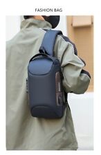 Sacoche de poitrine en PU cuir anti-vol pour homme, sac avec chargement USB