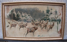 Paysage aux cerf sous la