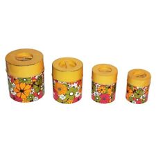 Série de 4 boîtes / pots à épices japonais vintage MC / modèle à fleurs