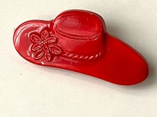 Broche Vintage CHAPEAU Rétro ROUGE 5cm