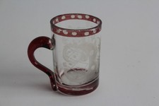 Ancien verre à liqueur cristal Bohême gravé émaillé (70739)