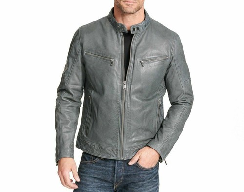 Veste grise peau agneau - grise, en