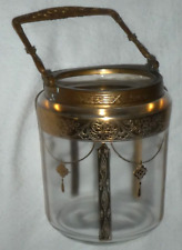 Seau à glace ou pot à biscuit en cristal verre doré à l'or monture bronze XIXè