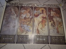 Ancienne affiche 1metre X 70 Les Saisons. Alfons Mucha Distribué P Déjà Vu.an60