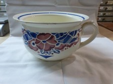 trés Ancien pot de chambre en faïence  de BADONVILLIERS art déco rouge bleu