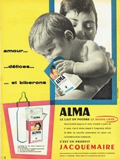 Publicité Advertising 520  1957  le lait  en poudre bébé Alma Jacquemaire  