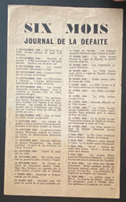 GUERRE 1939-1945 DOCUMENTS DIVERS " JOURNAL DE LA DEFAITE 21/13 CM  1 PAGE "