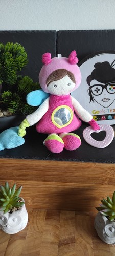 Doudou poupée fée rose vert - poupée,