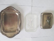 beurrier  vintage    en métal argenté  3 pièces