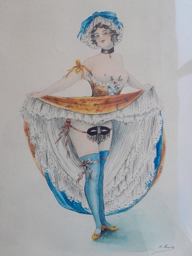 Dessin ancien curiosa femme