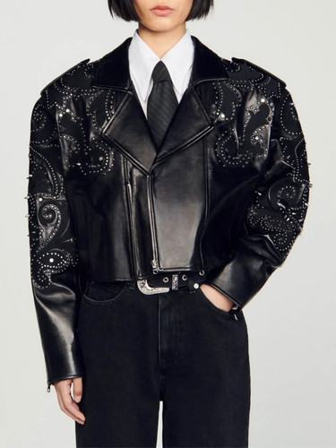 Sandro leather jacket nwt sz - leather,