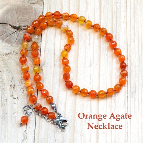 Collier femme orange cornaline