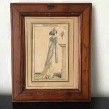 Gravure de Mode 1801 Encadrée Costume Parisien Napoleonic Fashion ETCHING 19thC