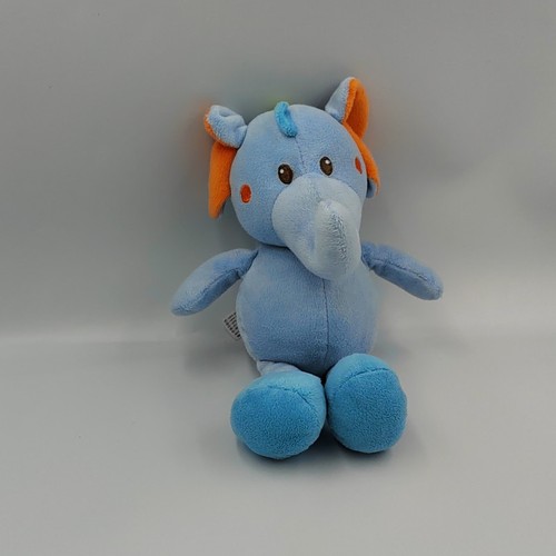 Doudou éléphant bleu vert