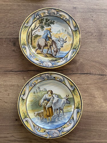 Ancienne paire assiettes en - ancienne, d'assiettes