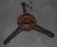 Antique CAST IRON CHRISTMAS TREE STAND Natural Branch Trunk Wood Missing Tube