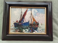 Tableau Peinture Marine Voiliers Mer huile Sur Panneau 