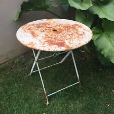Antique FRENCH Chippy TOLE GUERIDON Side/Kid TABLE FOLDABLE w. Rust Bistrot St.