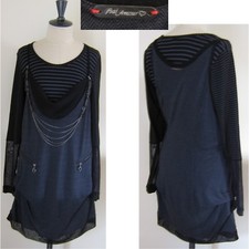 Robe BAI AMOUR T3 soit 40 Mod CARLA Grise & Noire Bijou devant Superposition TBE