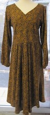 ROBE COLINE longue mi mollet - Taille L - VISCOSE - INDE Neuf NOIR JAUNE ORANGE