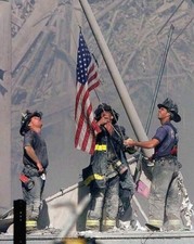 NEW YORK FIREFIGHTERS RAISING FLAG 9-11 NYC 2024 Republicans Donald Trump FDNY
