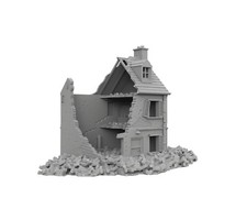 RUINED HOUSE 02 MAISON RUINES 3D PRINTED Décor Wargame Terrain Bolt Action WWII