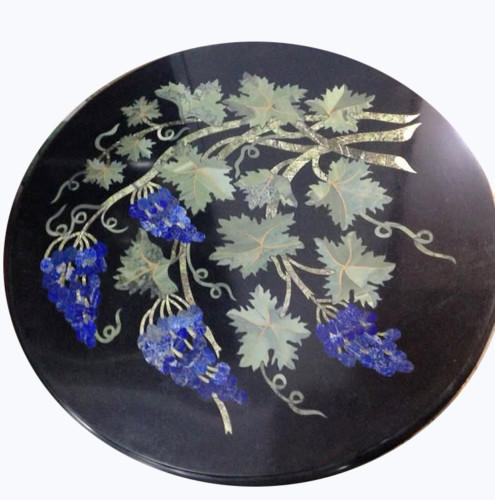 Black marble center table - black,