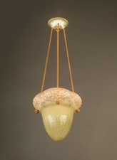 HETTIER & VINCENT/MULLER  : SUSPENSION ART DÉCO "HORTENSIAS" BRONZE ET VERRRE