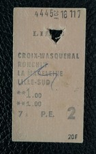 Vintage 1960s French Railway Train Ticket LILLE