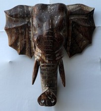 Tête en Bois De Éléphant Sacré Hindou CM 30x30x15h Bouddha