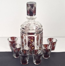 Art Déco Set Carafe 6 Coupe Verre Karl Palda Haida Avec Um 1930 O586