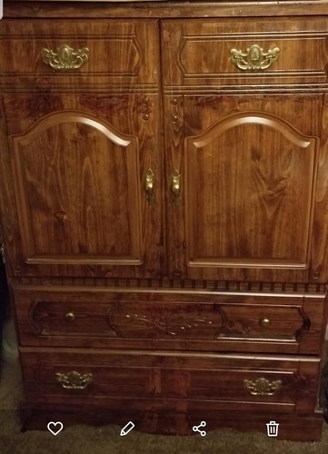 Dark brown cherry wood armoire - cherry,