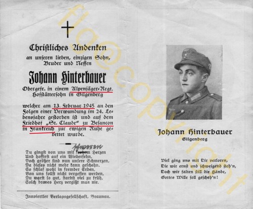 Sterbebild gebirgsjäger - ,