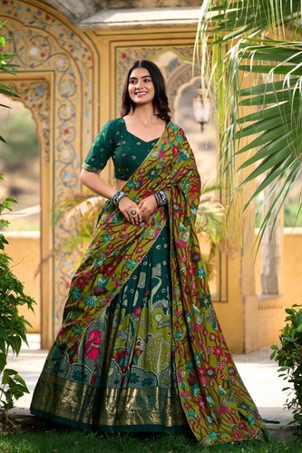 Sari indien soie vert - en,