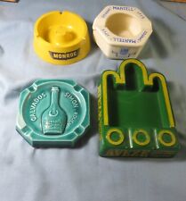 4 CENDRIERS PUBLICITAIRES:gentiane AVEZE, cognac MARTELL, calvados SIMON, MONROE