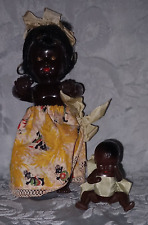 ANCIENS POUPEE YEUX DORMEURS ET BAIGNEUR NOIR  SNF  17 CM ET 8 CM