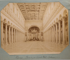 TIRAGE PHOTO	ALBUMINE 1880	ITALIE ROME 20X25cm basilique ST Paul