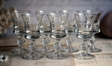 Set of 7 Antique Glasses For Aperitif Handblown French Etched Sherry Port Glass