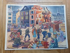 Affiche école ROSSSIGNOL 1 magasin jouets & le feu 1960