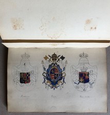 Armorial des souverains — 58 blasons-  crayon, aquarelle et feuille d'or — 1853.